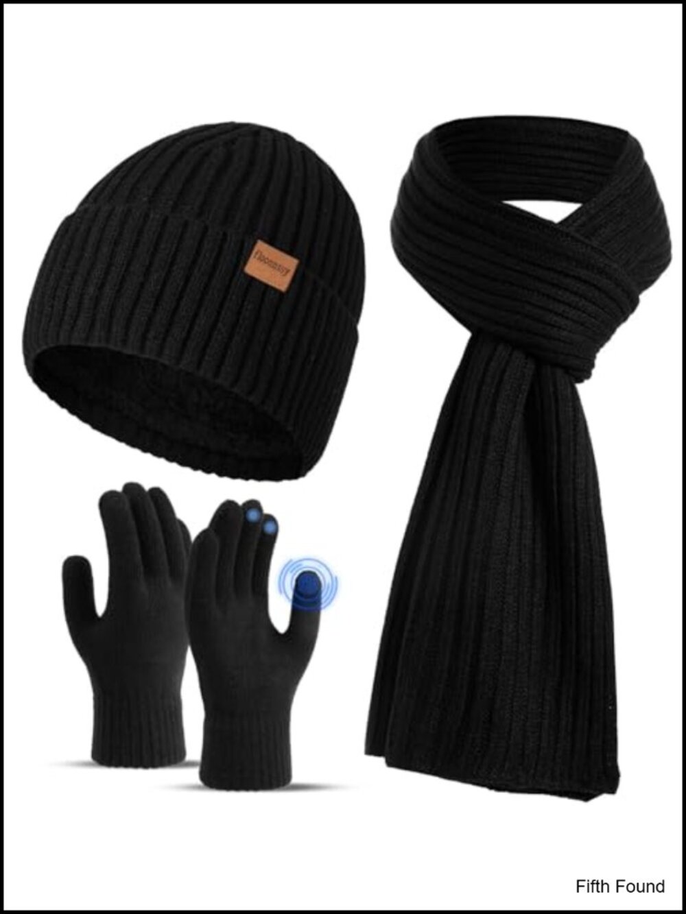 Men's Winter Hat Scarf Gloves Set 3 Pc Acrylic Knit Thermal Touchscreen